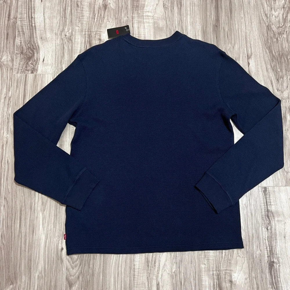 Levi's Thermal Waffle Knit Shirt Men's L Navy Long Sleeve Standard Fit